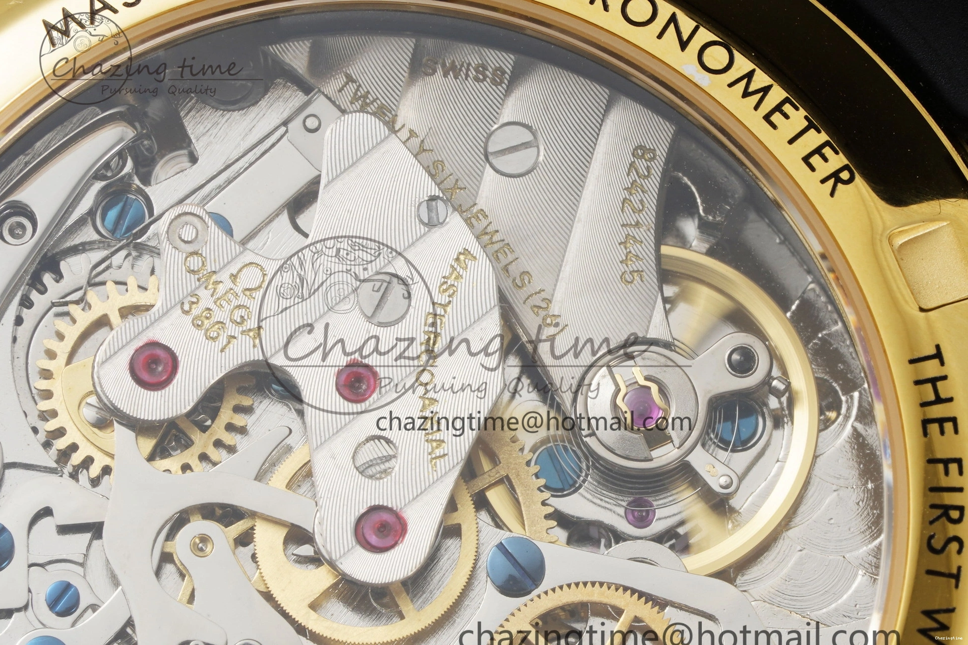 0421 TimelessDesign Speedmaster Moonwatch in Moonshine Gold YG RMF Best Edition YG Dial on Black Rubber Strap Manual Chrono 7834